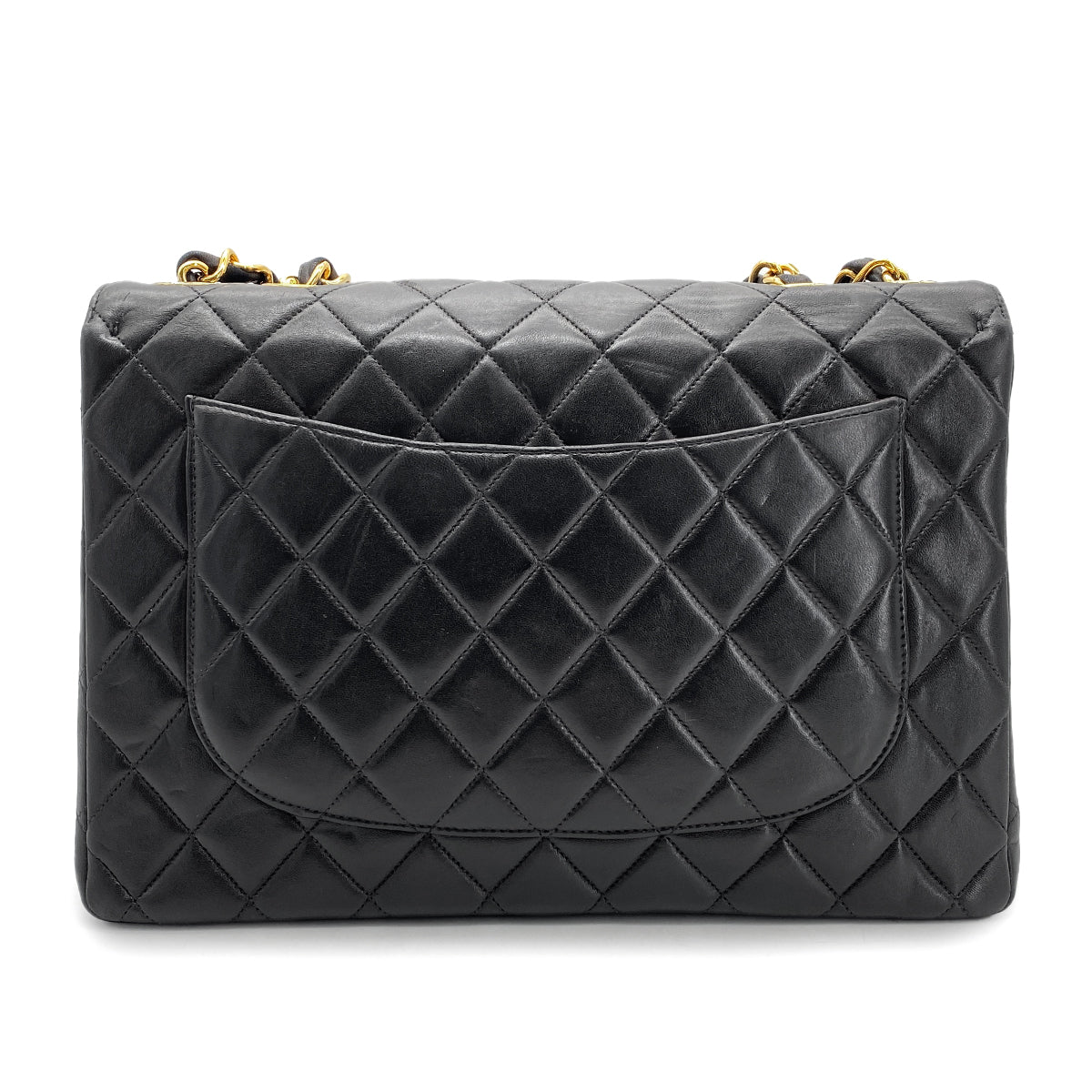 CHANEL VINTAGE JUMBO MATELASSE 30 CHAIN SHOULDER BAG BLACK LAMB SKIN 90268833