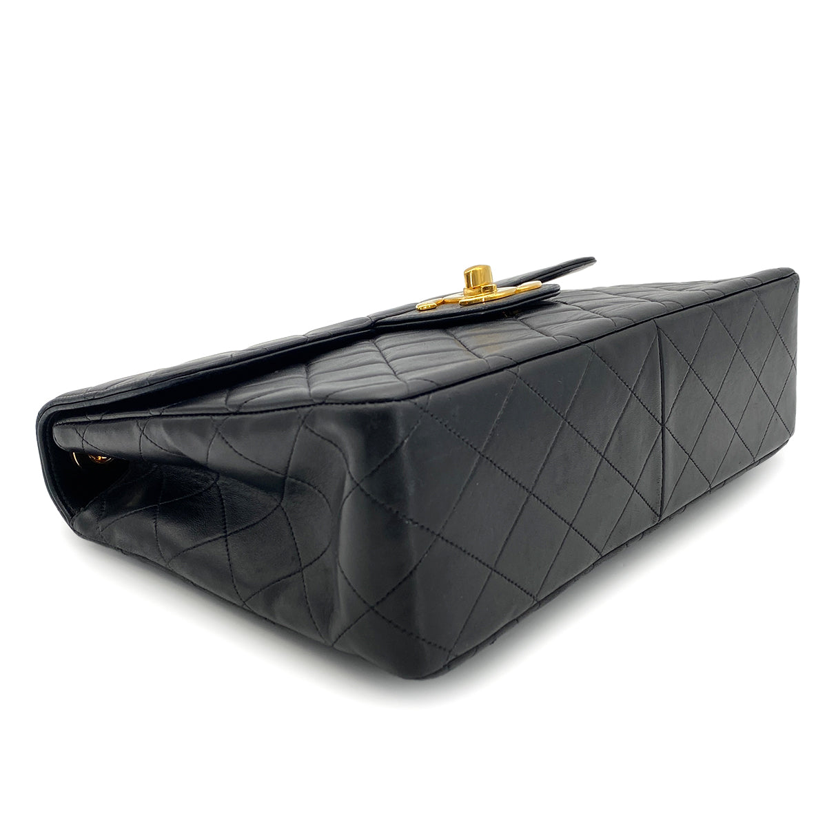 CHANEL VINTAGE JUMBO MATELASSE 30 CHAIN SHOULDER BAG BLACK LAMB SKIN 90268833