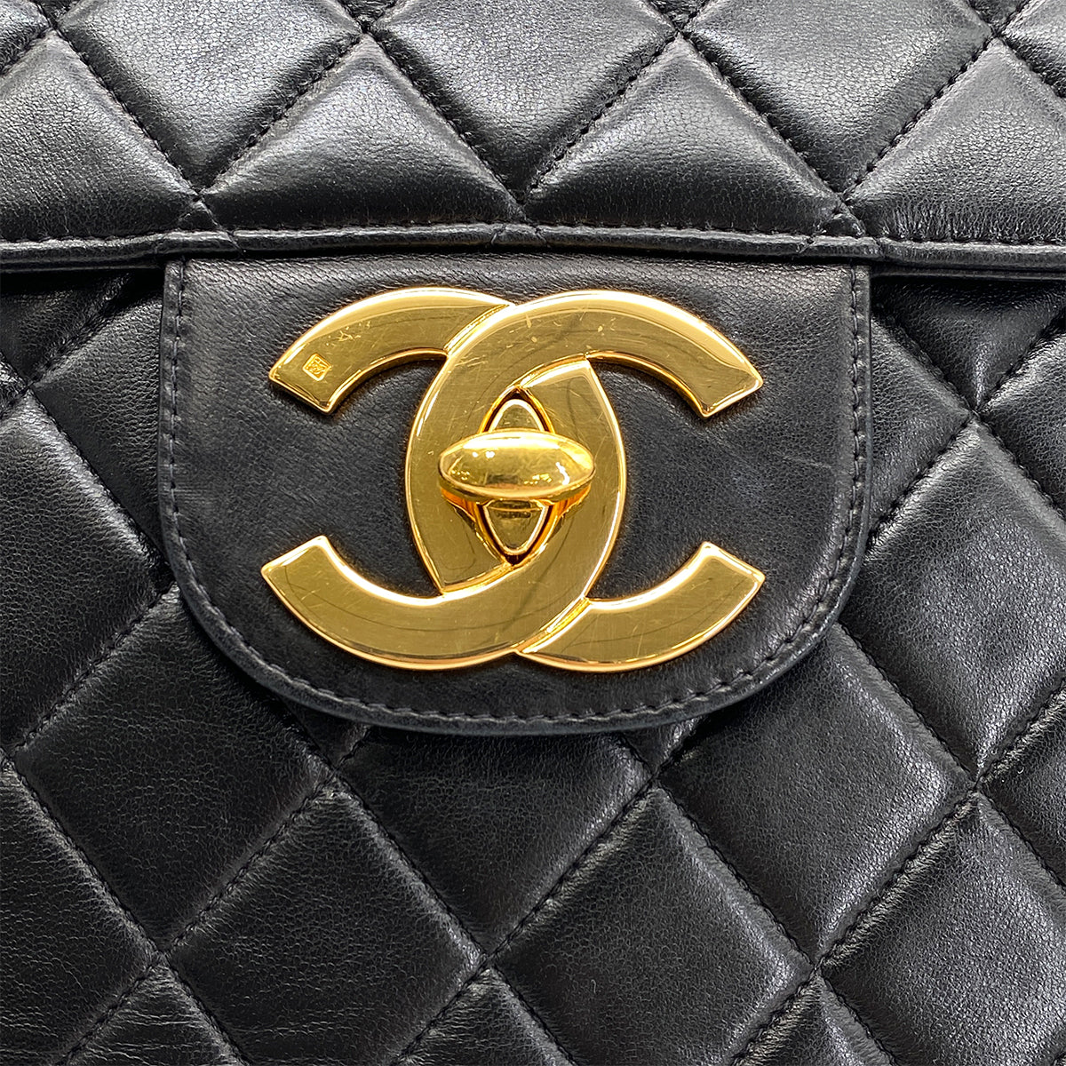 CHANEL VINTAGE JUMBO MATELASSE 30 CHAIN SHOULDER BAG BLACK LAMB SKIN 90268833