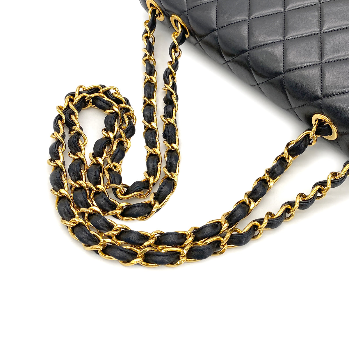 CHANEL VINTAGE JUMBO MATELASSE 30 CHAIN SHOULDER BAG BLACK LAMB SKIN 90268833
