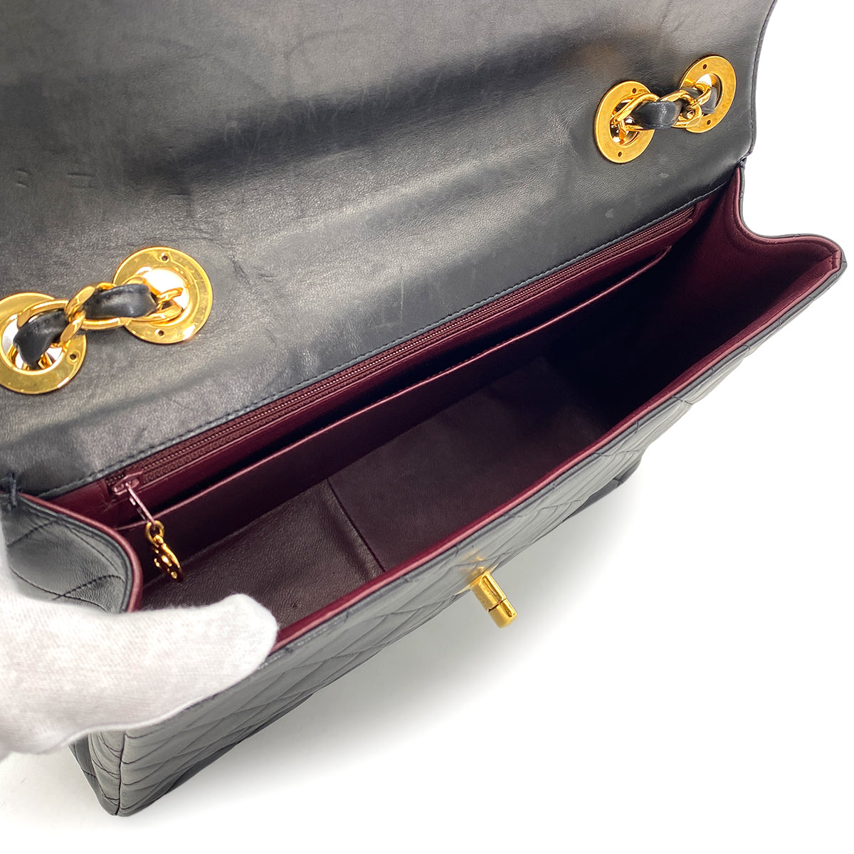 CHANEL VINTAGE JUMBO MATELASSE 30 CHAIN SHOULDER BAG BLACK LAMB SKIN 90268833