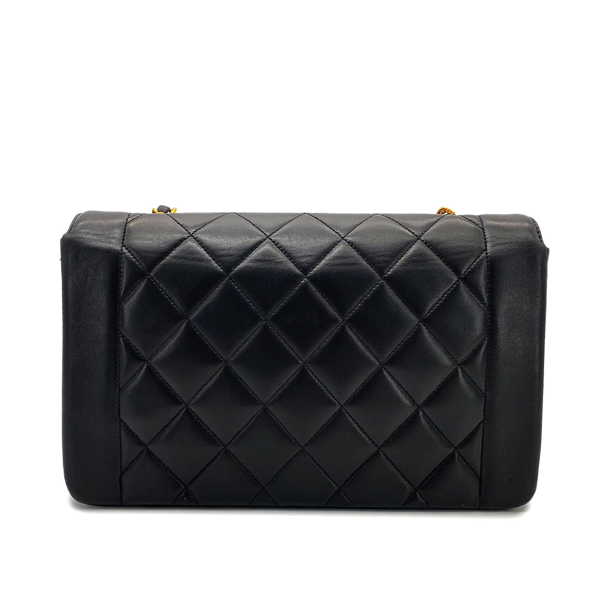 CHANEL VINTAGE DIANA MEDIUM CHAIN SHOULDER BAG BLACK LAMB SKIN 90268861