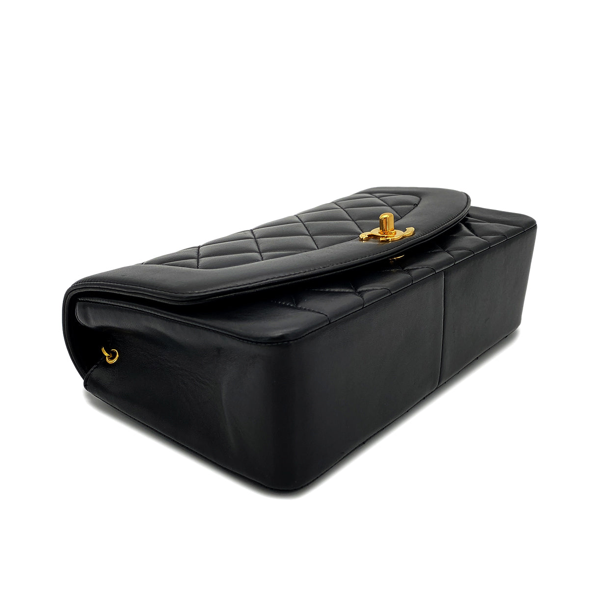 CHANEL VINTAGE DIANA MEDIUM CHAIN SHOULDER BAG BLACK LAMB SKIN 90268861