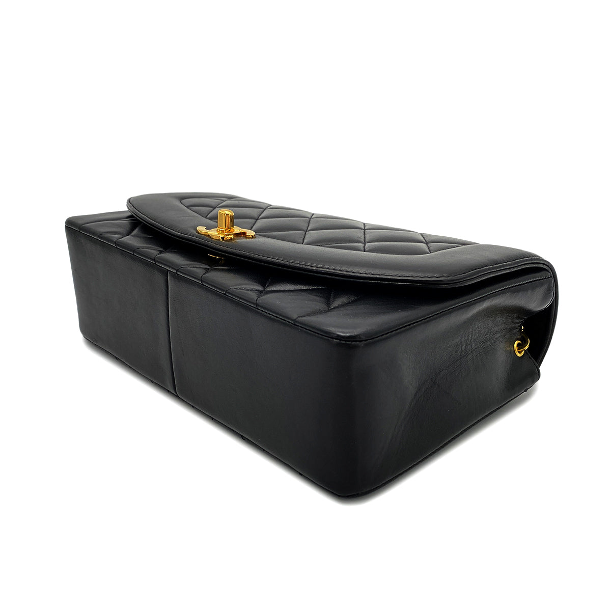 CHANEL VINTAGE DIANA MEDIUM CHAIN SHOULDER BAG BLACK LAMB SKIN 90268861