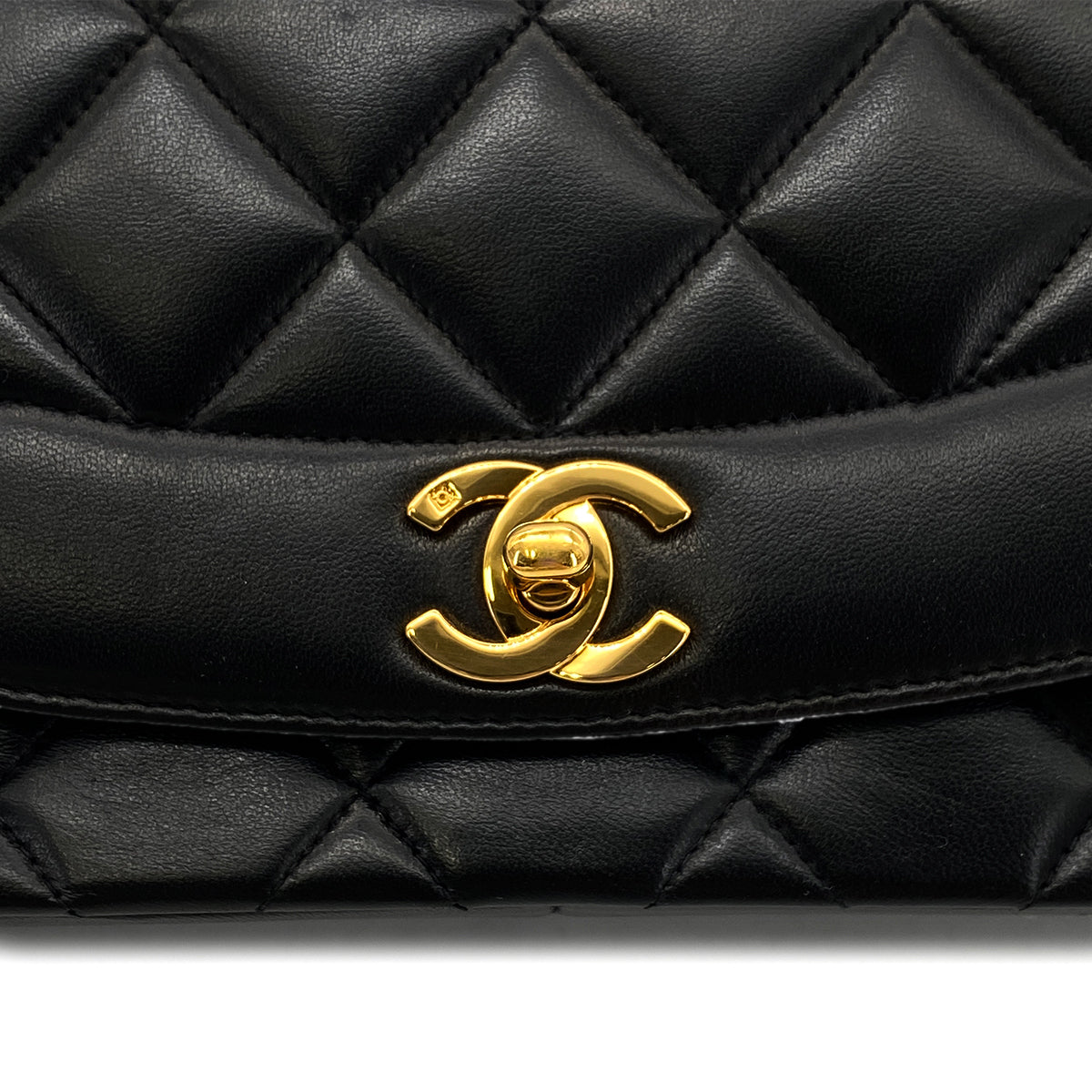 CHANEL VINTAGE DIANA MEDIUM CHAIN SHOULDER BAG BLACK LAMB SKIN 90268861