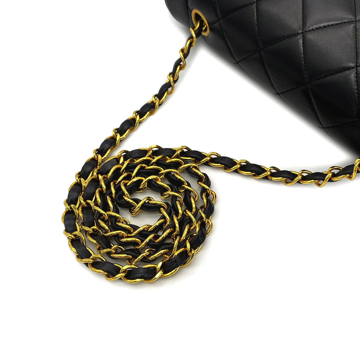 CHANEL VINTAGE DIANA MEDIUM CHAIN SHOULDER BAG BLACK LAMB SKIN 90268861
