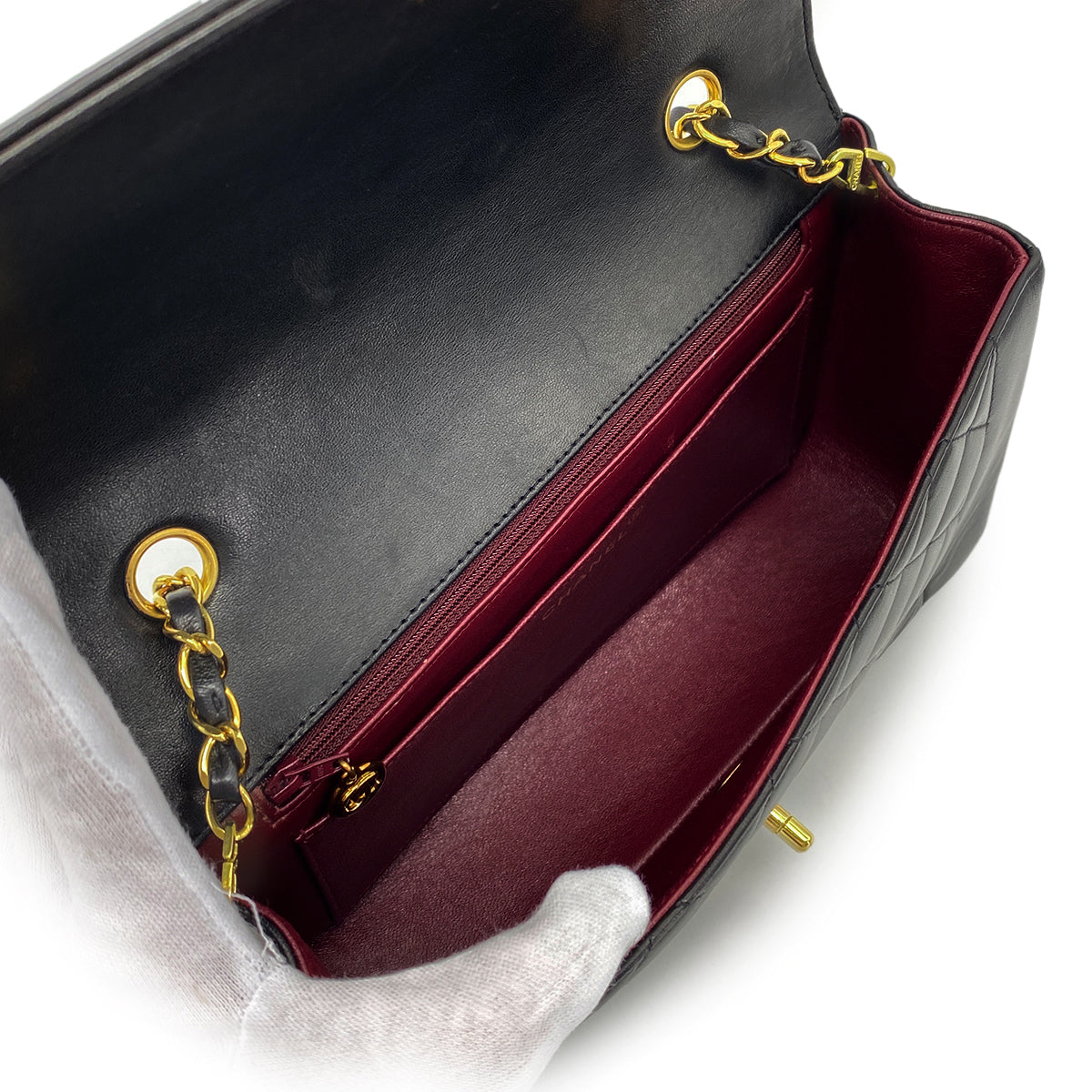 CHANEL VINTAGE DIANA MEDIUM CHAIN SHOULDER BAG BLACK LAMB SKIN 90268861