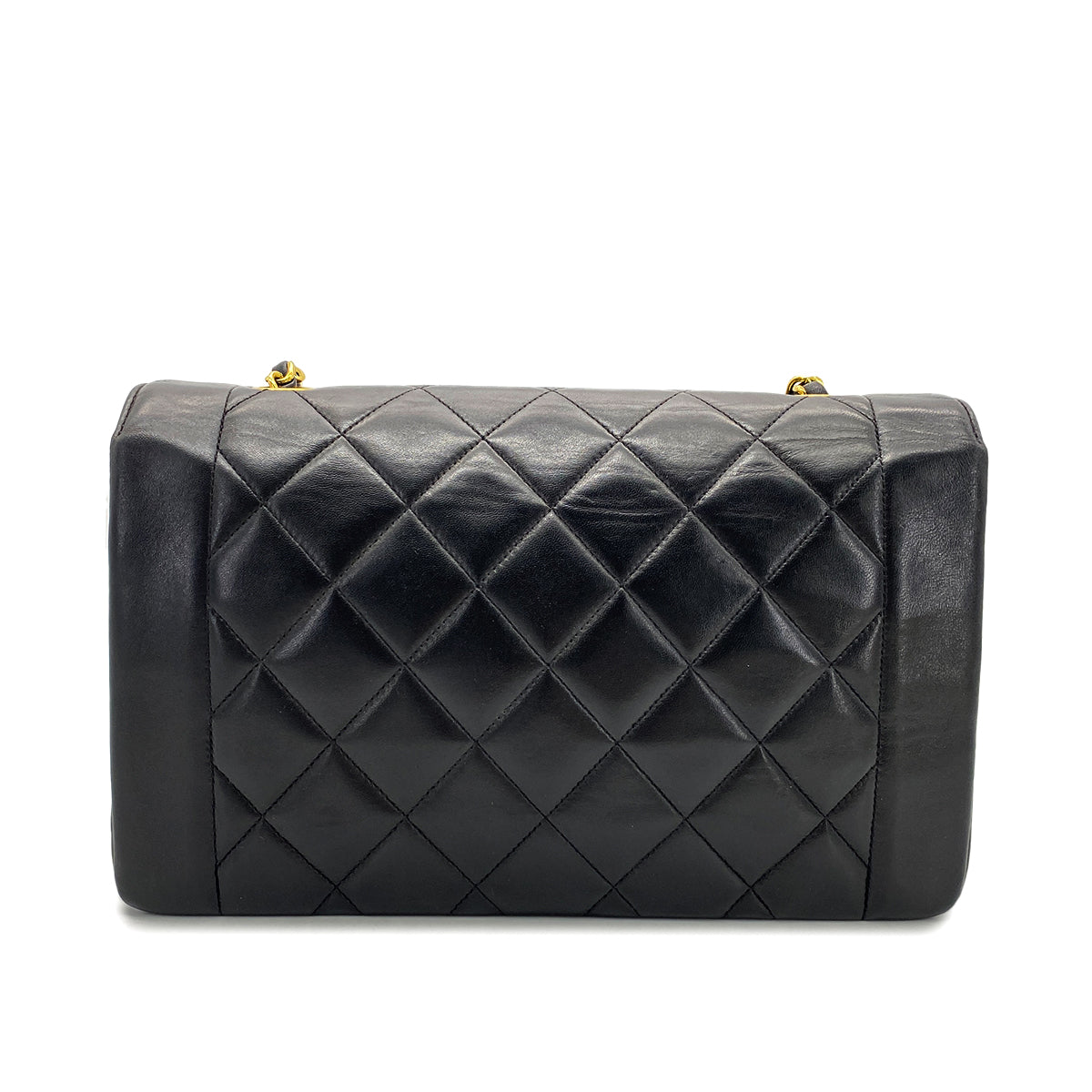 CHANEL VINTAGE DIANA MEDIUM CHAIN SHOULDER BAG BLACK LAMB SKIN 90268862