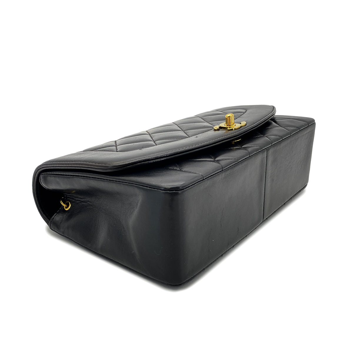 CHANEL VINTAGE DIANA MEDIUM CHAIN SHOULDER BAG BLACK LAMB SKIN 90268862