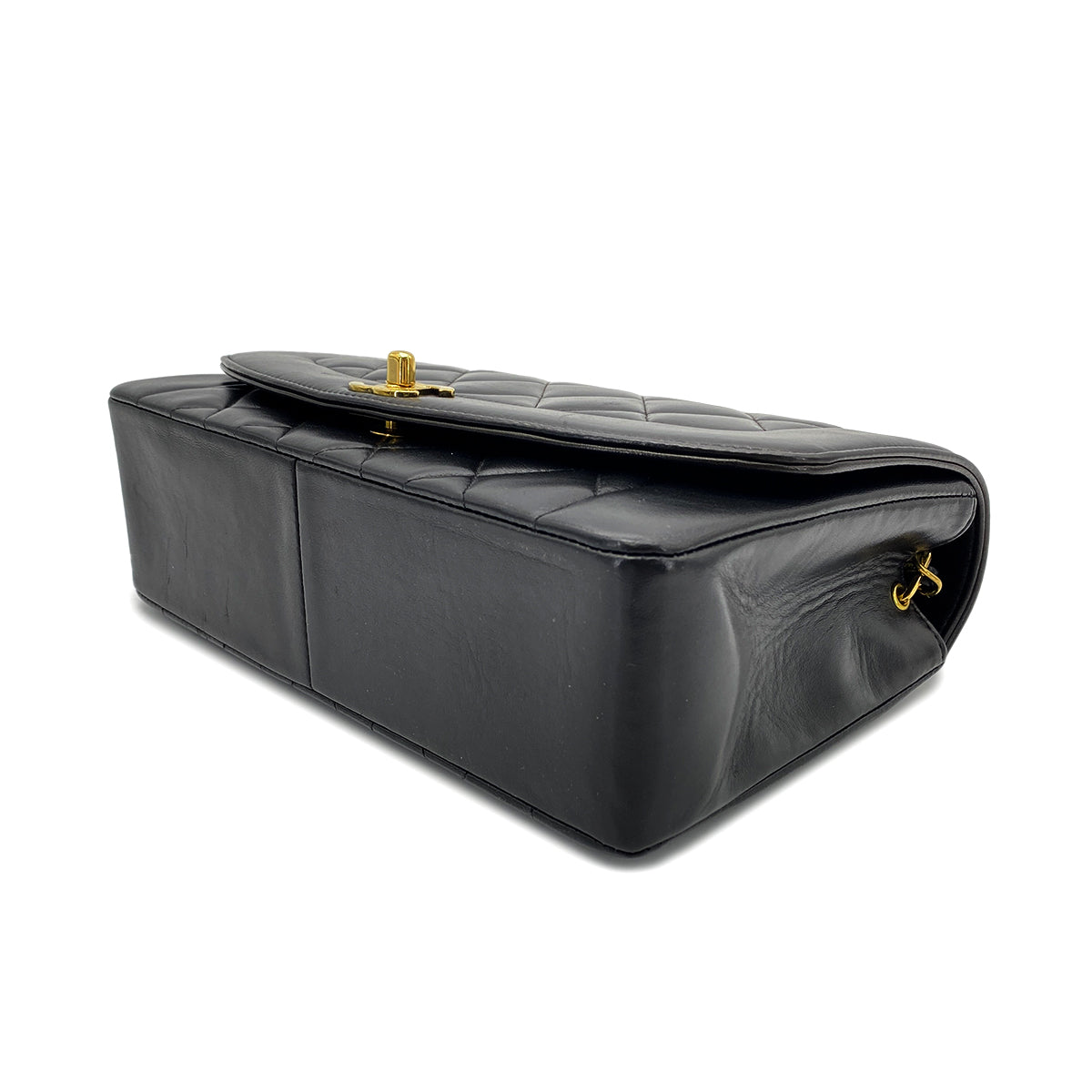 CHANEL VINTAGE DIANA MEDIUM CHAIN SHOULDER BAG BLACK LAMB SKIN 90268862