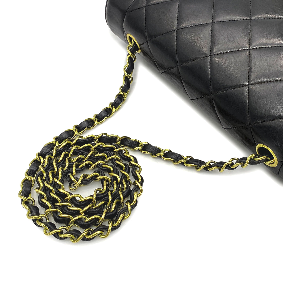 CHANEL VINTAGE DIANA MEDIUM CHAIN SHOULDER BAG BLACK LAMB SKIN 90268862