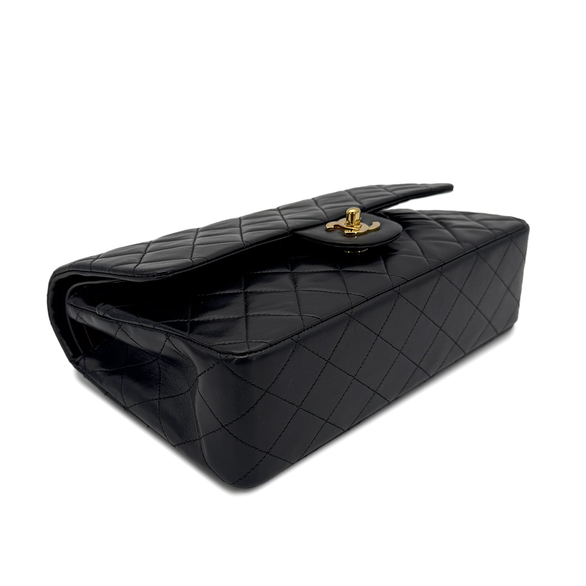 CHANEL VINTAGE CLASSIC FLAP MEDIUM CHAIN SHOULDER BAG BLACK LAMB SKIN 90268863