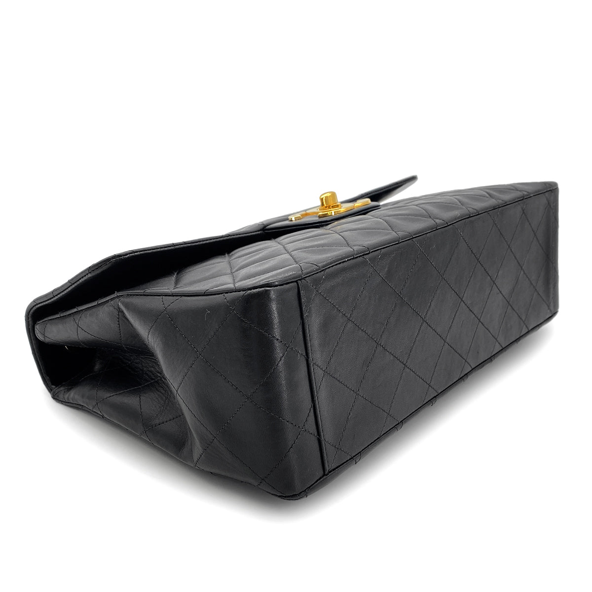 CHANEL VINTAGE MAXI MATELASSE 34 CHAIN SHOULDER BAG BLACK LAMB SKIN 90268867