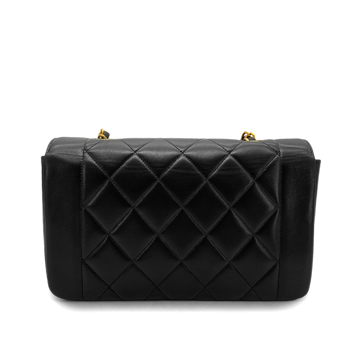 CHANEL VINTAGE DIANA SMALL CHAIN SHOULDER BAG BLACK LAMB SKIN 90268869