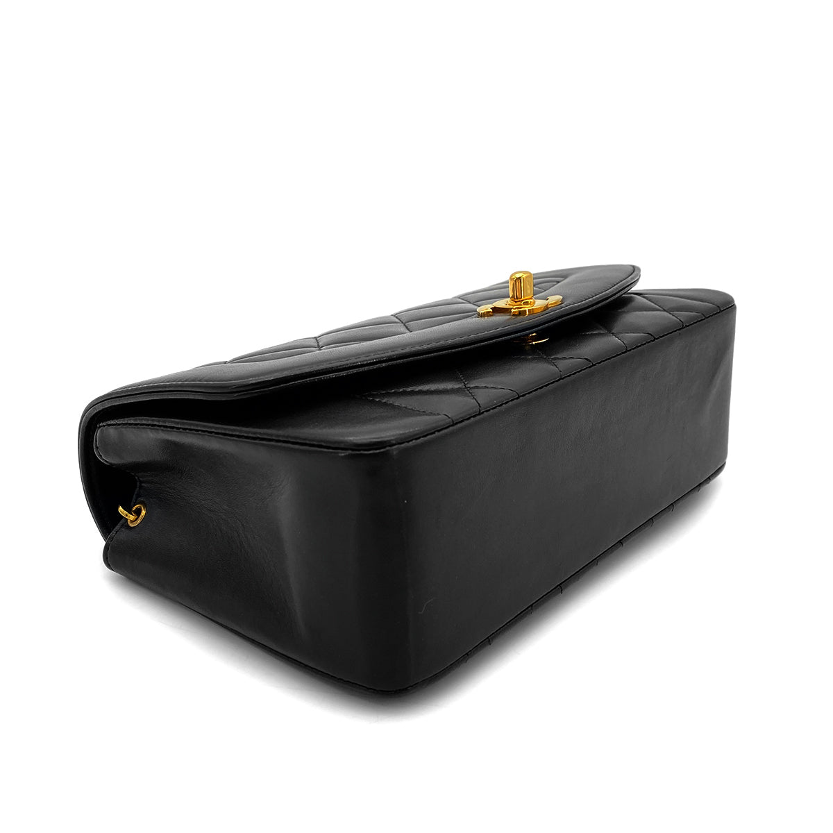 CHANEL VINTAGE DIANA SMALL CHAIN SHOULDER BAG BLACK LAMB SKIN 90268869