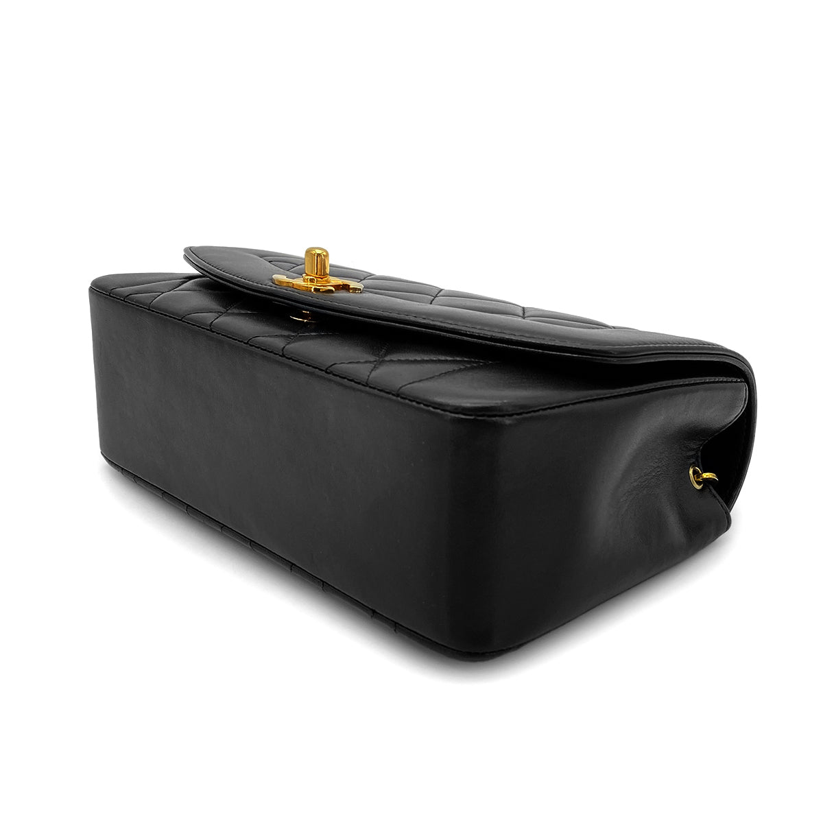 CHANEL VINTAGE DIANA SMALL CHAIN SHOULDER BAG BLACK LAMB SKIN 90268869