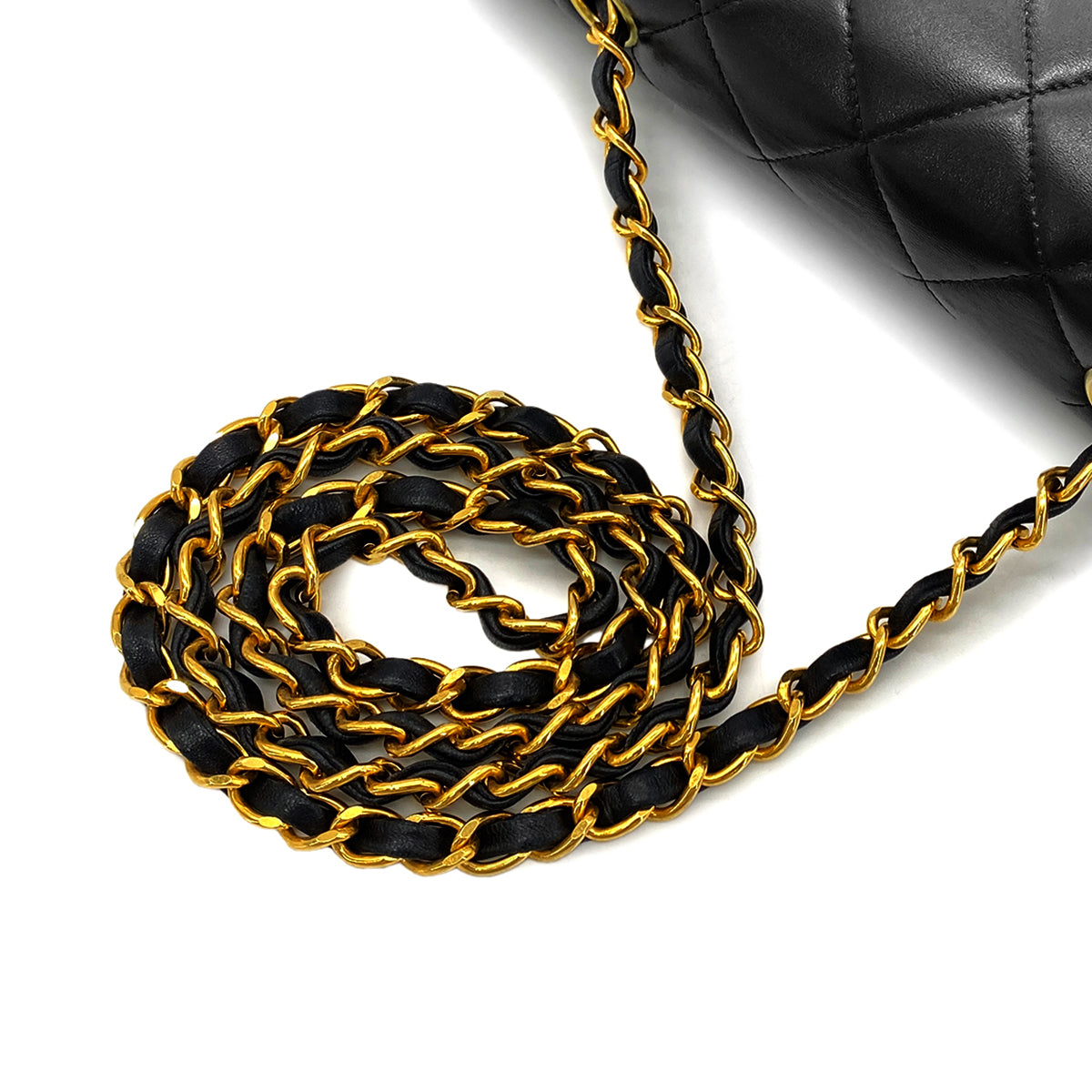 CHANEL VINTAGE DIANA SMALL CHAIN SHOULDER BAG BLACK LAMB SKIN 90268869