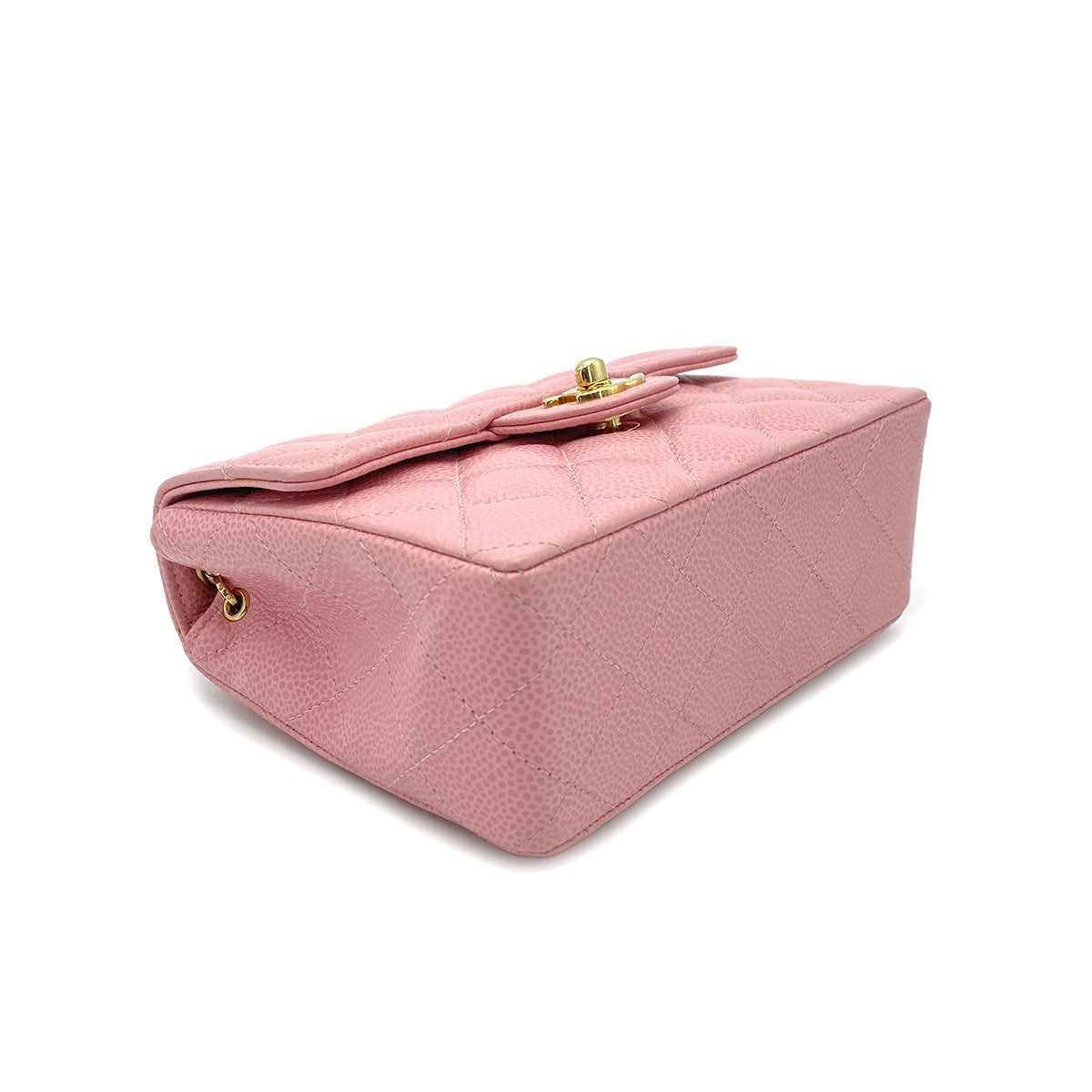 CHANEL VINTAGE MINI MATELASSE CHAIN SHOULDER BAG PINK CAVIAR SKIN 90268873