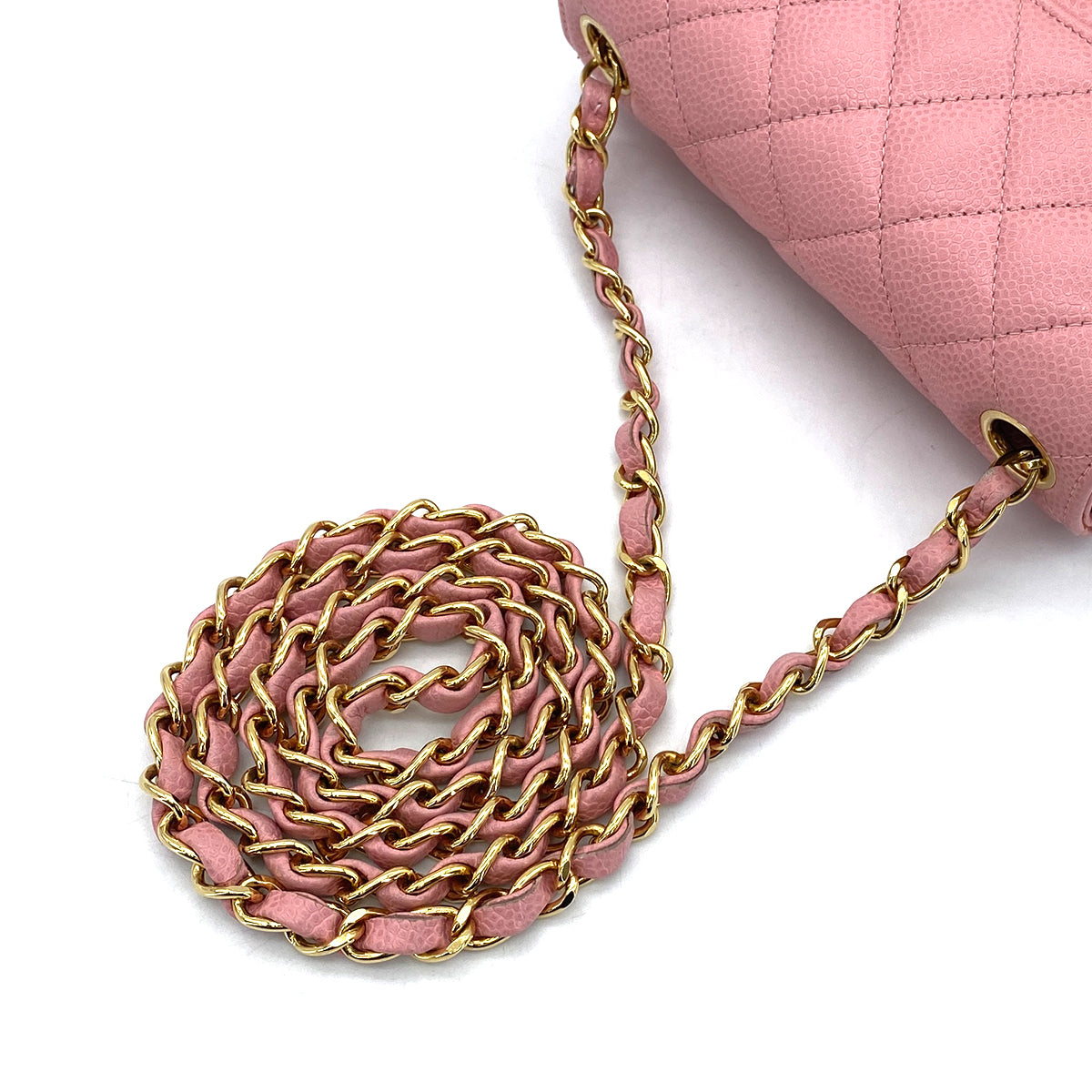 CHANEL VINTAGE MINI MATELASSE CHAIN SHOULDER BAG PINK CAVIAR SKIN 90268873
