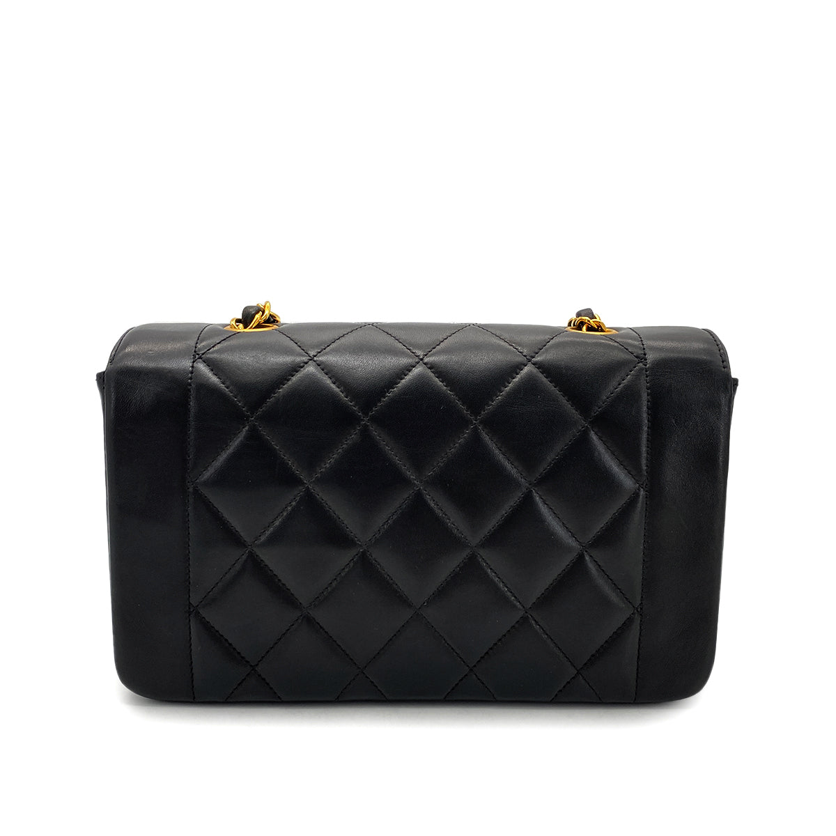 CHANEL VINTAGE DIANA SMALL CHAIN SHOULDER BAG BLACK LAMB SKIN 90268880