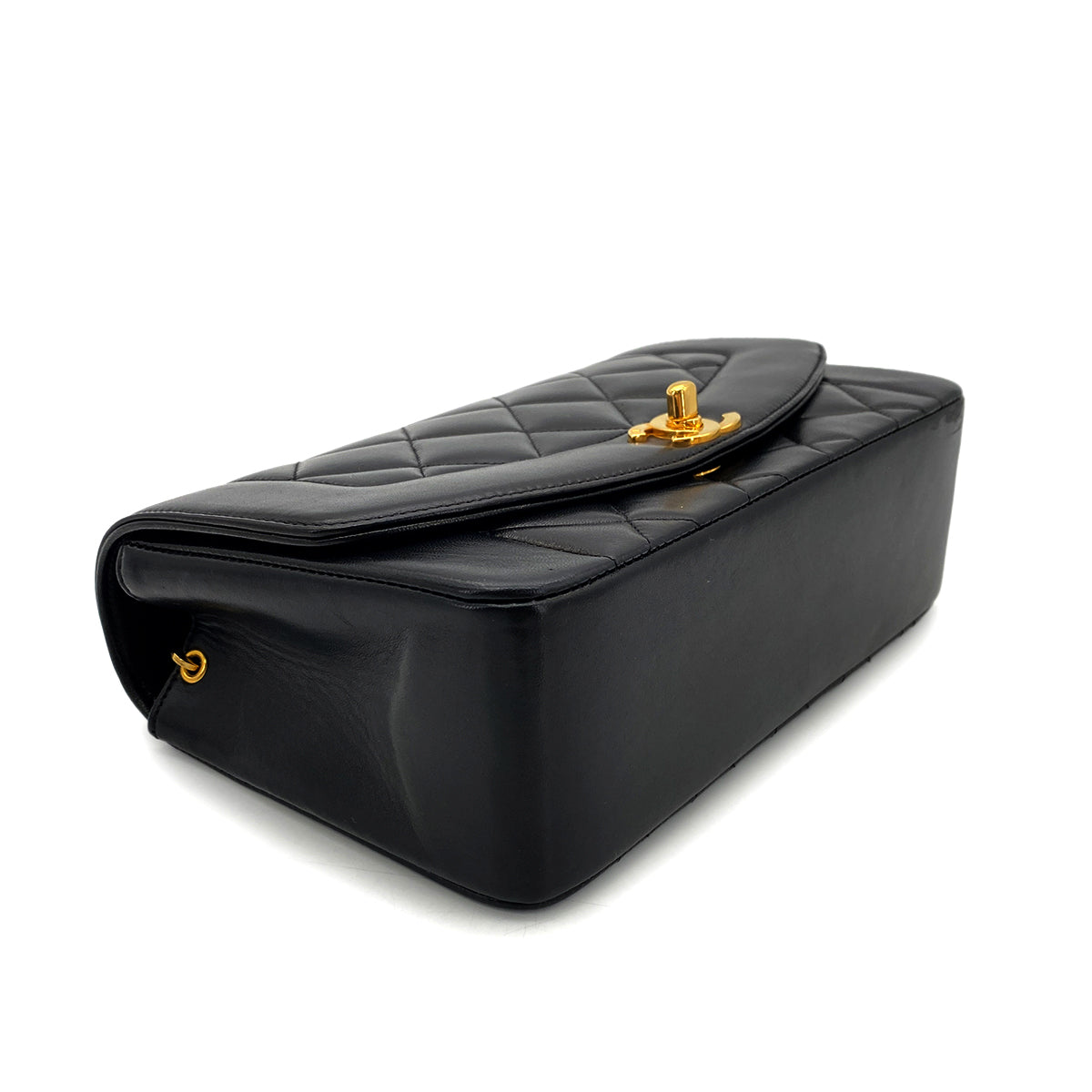 CHANEL VINTAGE DIANA SMALL CHAIN SHOULDER BAG BLACK LAMB SKIN 90268880