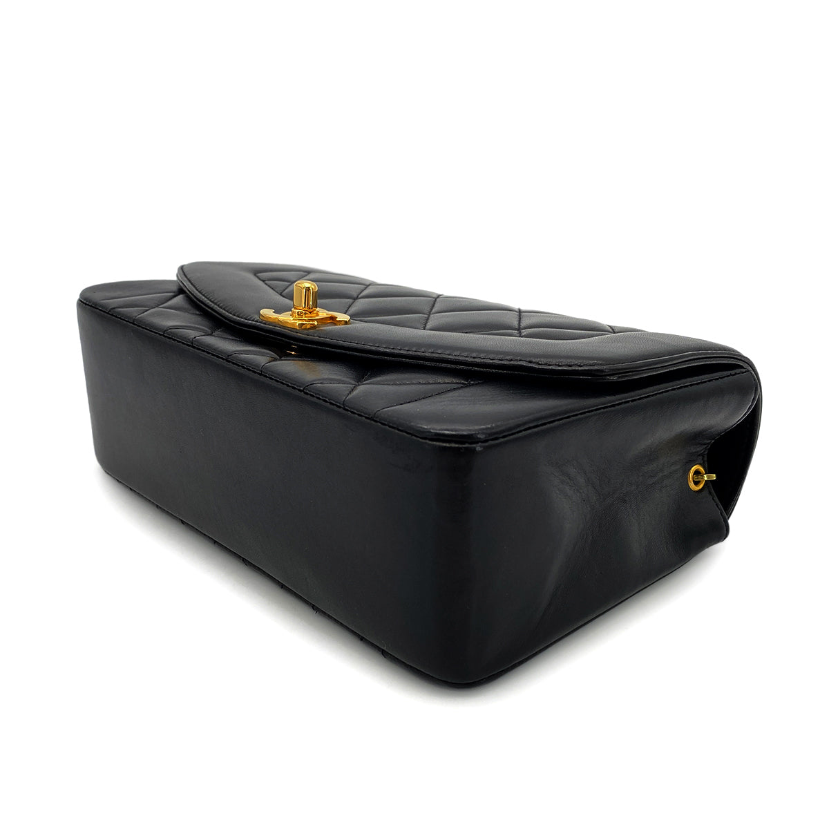 CHANEL VINTAGE DIANA SMALL CHAIN SHOULDER BAG BLACK LAMB SKIN 90268880