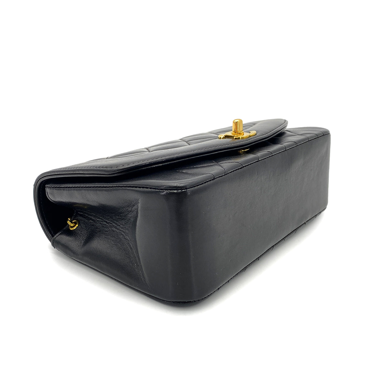 CHANEL VINTAGE DIANA SMALL CHAIN SHOULDER BAG BLACK LAMB SKIN 90268881