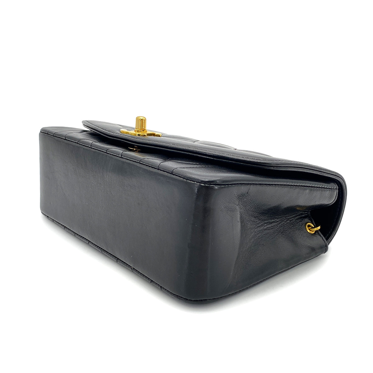 CHANEL VINTAGE DIANA SMALL CHAIN SHOULDER BAG BLACK LAMB SKIN 90268881