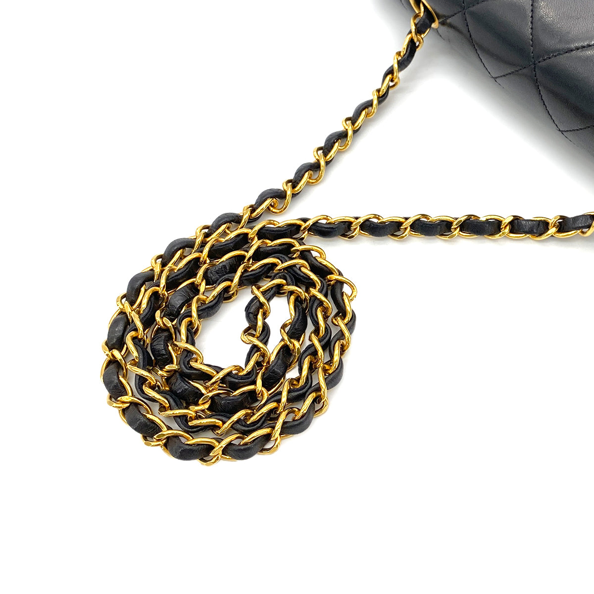 CHANEL VINTAGE DIANA SMALL CHAIN SHOULDER BAG BLACK LAMB SKIN 90268881