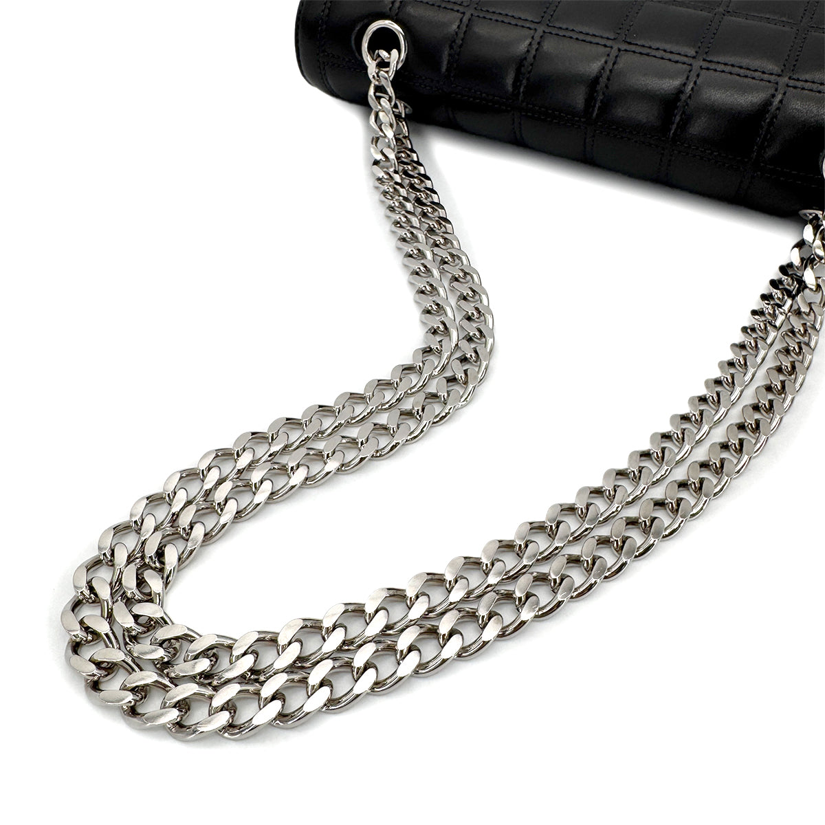 CHANEL VINTAGE 2.55 CHOCOLATE BAR CHAIN SHOULDER BAG BLACK LAMB SKIN 90268882