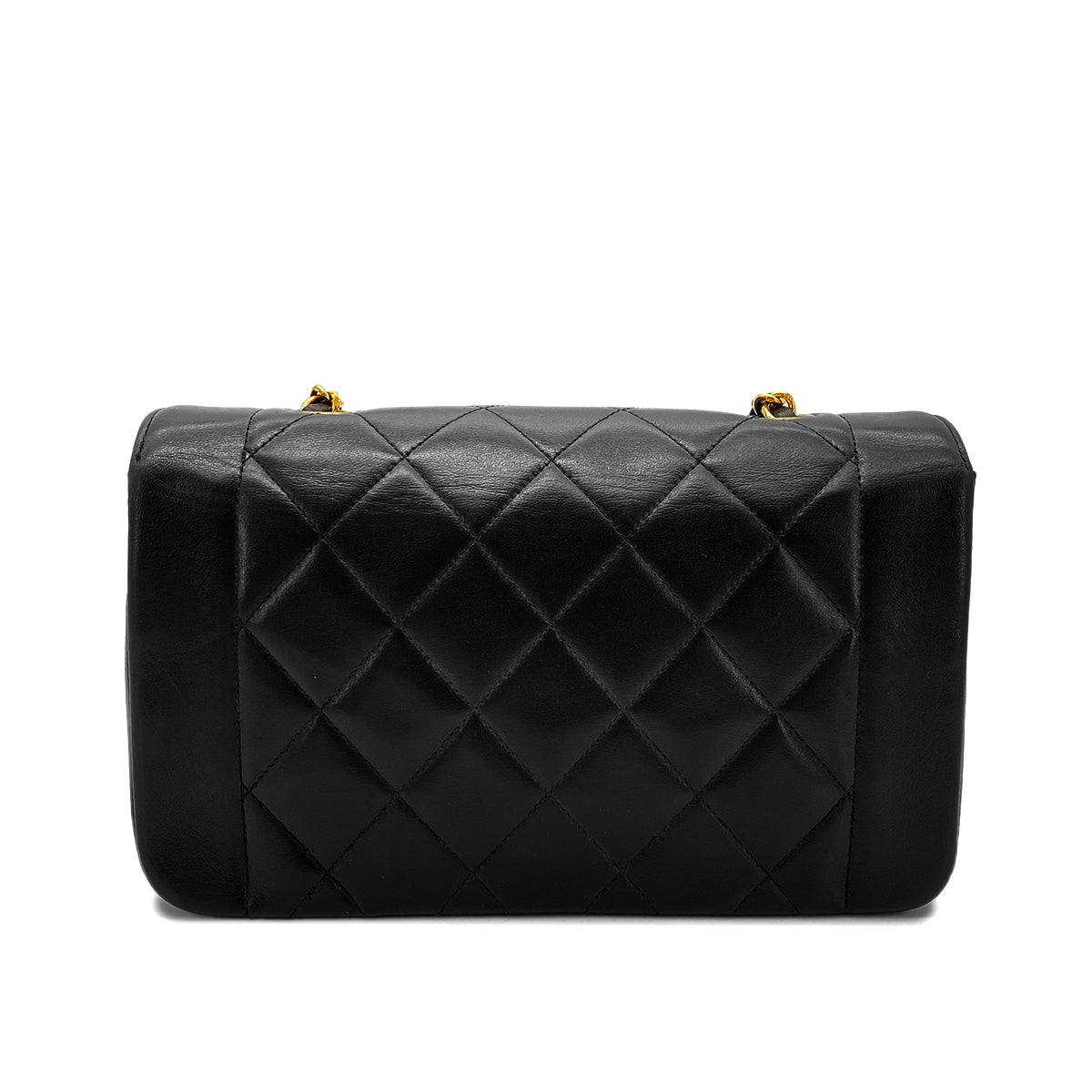 CHANEL VINTAGE DIANA SMALL CHAIN SHOULDER BAG BLACK LAMB SKIN 90268884