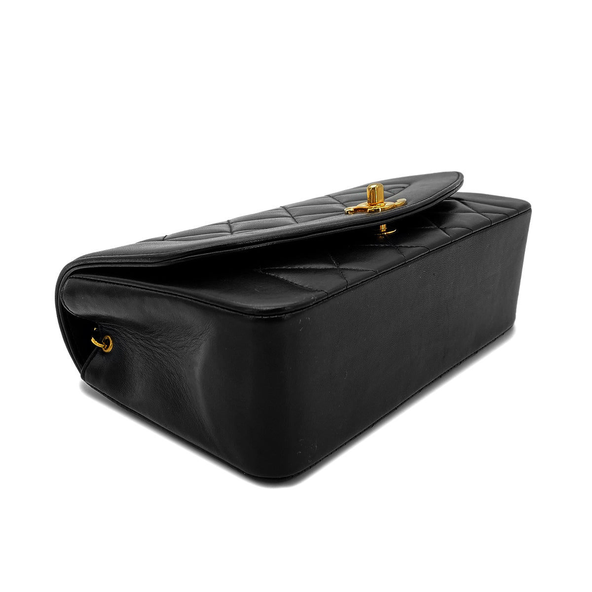 CHANEL VINTAGE DIANA SMALL CHAIN SHOULDER BAG BLACK LAMB SKIN 90268884