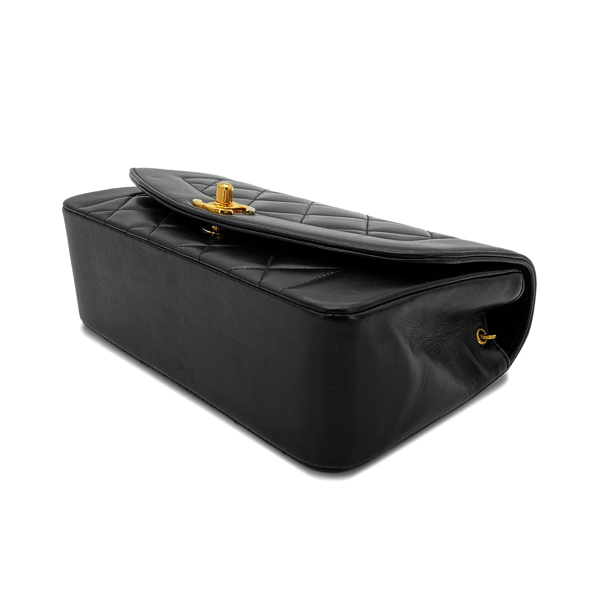 CHANEL VINTAGE DIANA SMALL CHAIN SHOULDER BAG BLACK LAMB SKIN 90268884