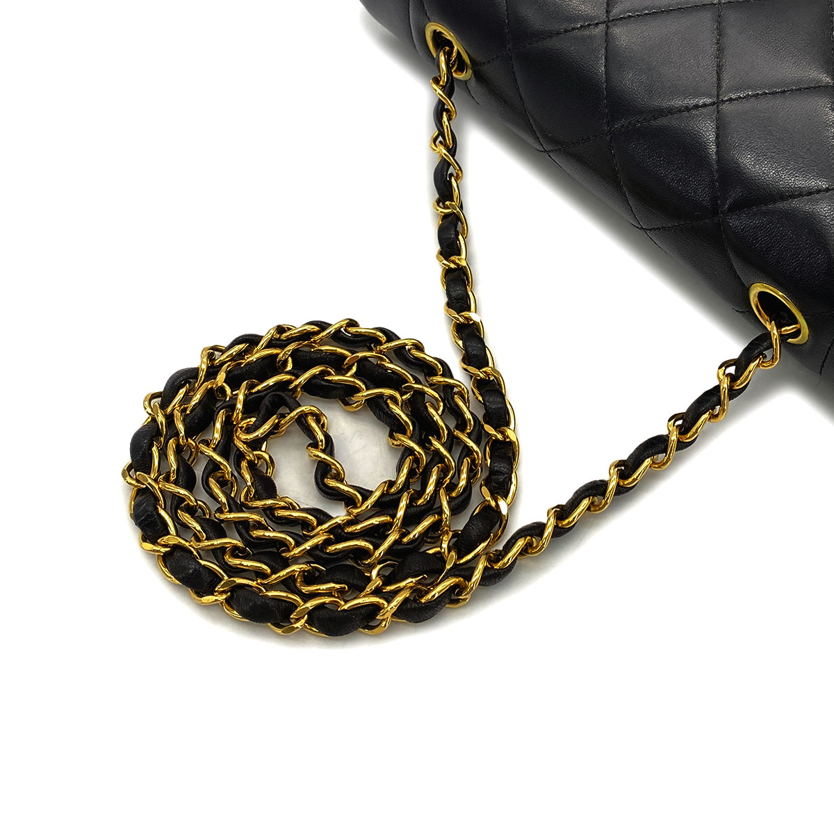 CHANEL VINTAGE DIANA SMALL CHAIN SHOULDER BAG BLACK LAMB SKIN 90268884