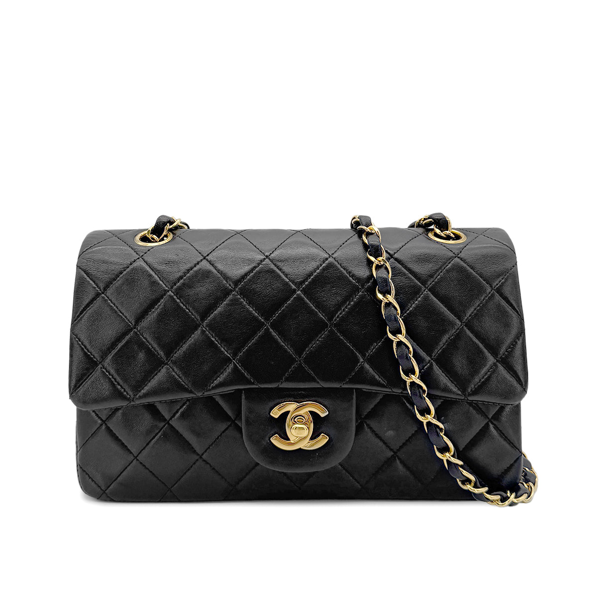 CHANEL VINTAGE CLASSIC FLAP SMALL CHAIN SHOULDER BAG BLACK LAMB SKIN 90268885