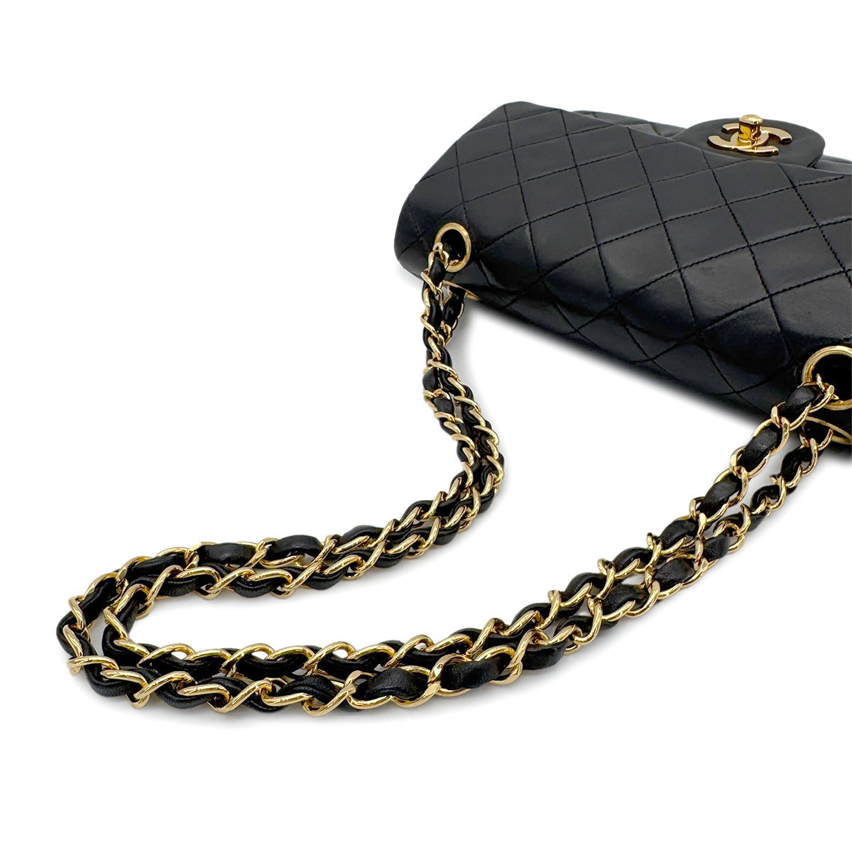 CHANEL VINTAGE CLASSIC FLAP SMALL CHAIN SHOULDER BAG BLACK LAMB SKIN 90268885