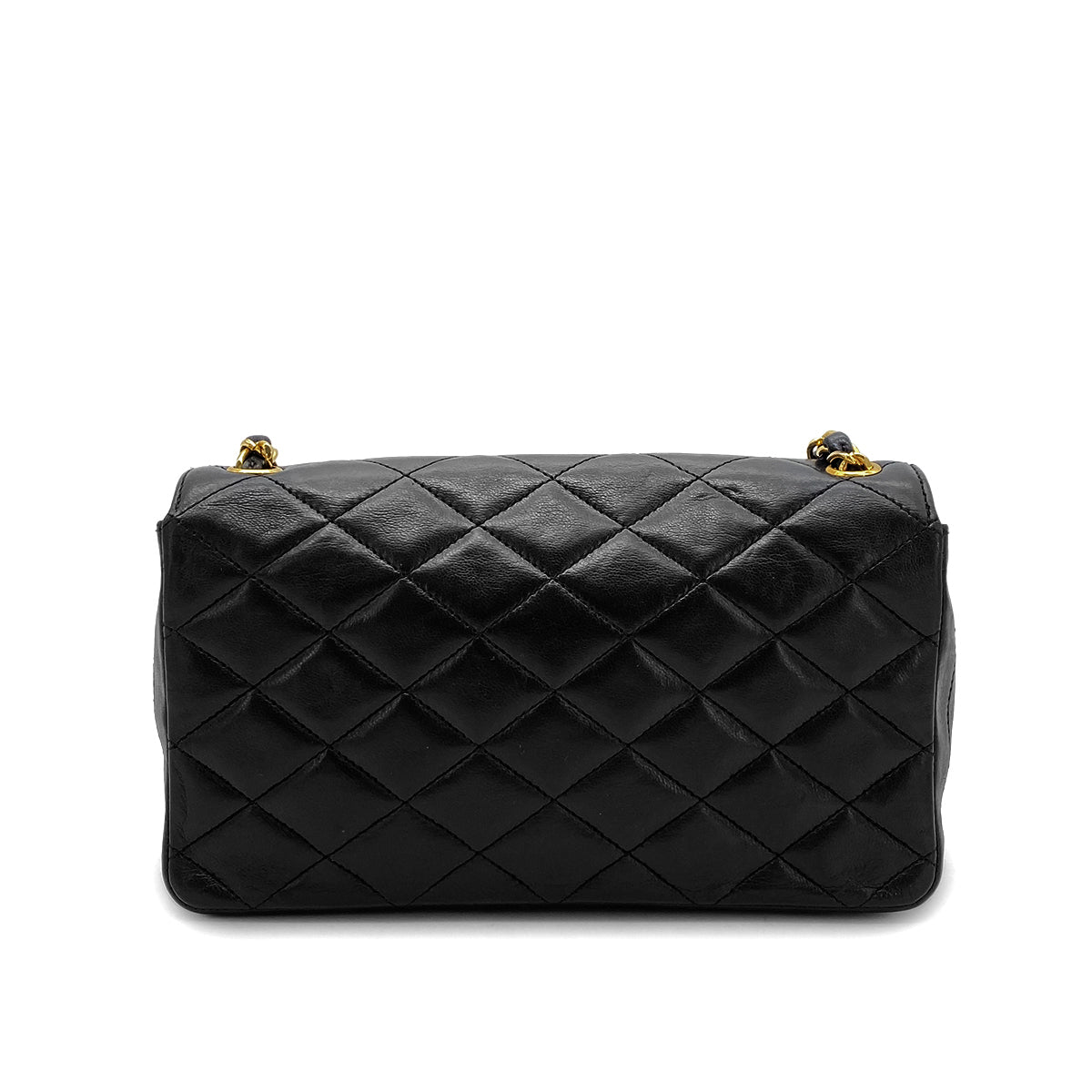CHANEL VINTAGE MATELASSE BIG COCO CHAIN SHOULDER BAG BLACK LAMB SKIN 90268889