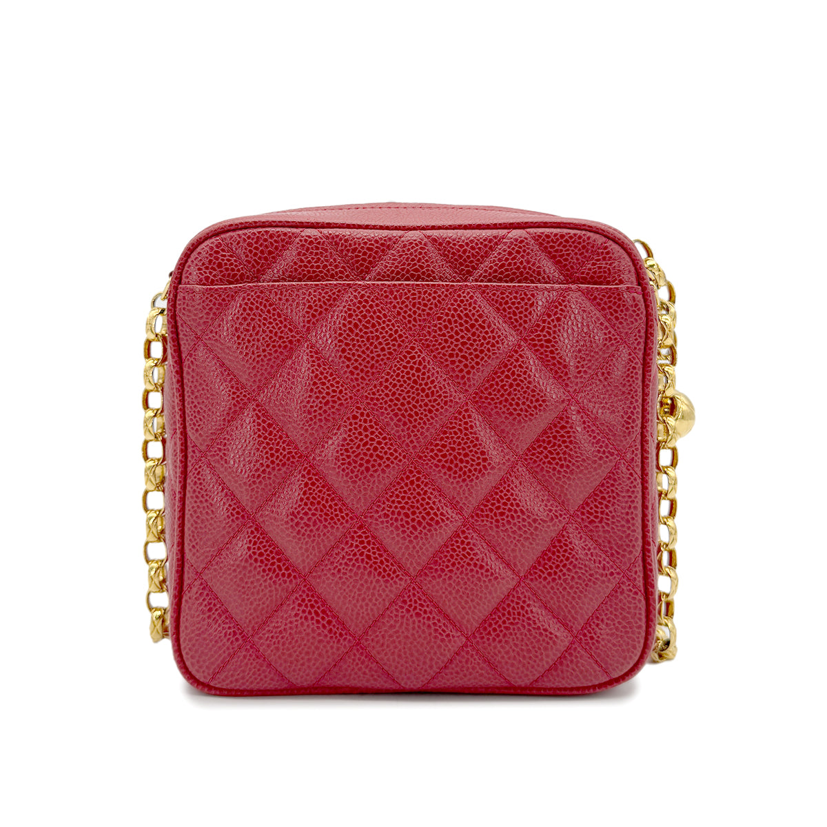 CHANEL VINTAGE CHAIN SHOULDER BAG RED CAVIAR SKIN 90268893