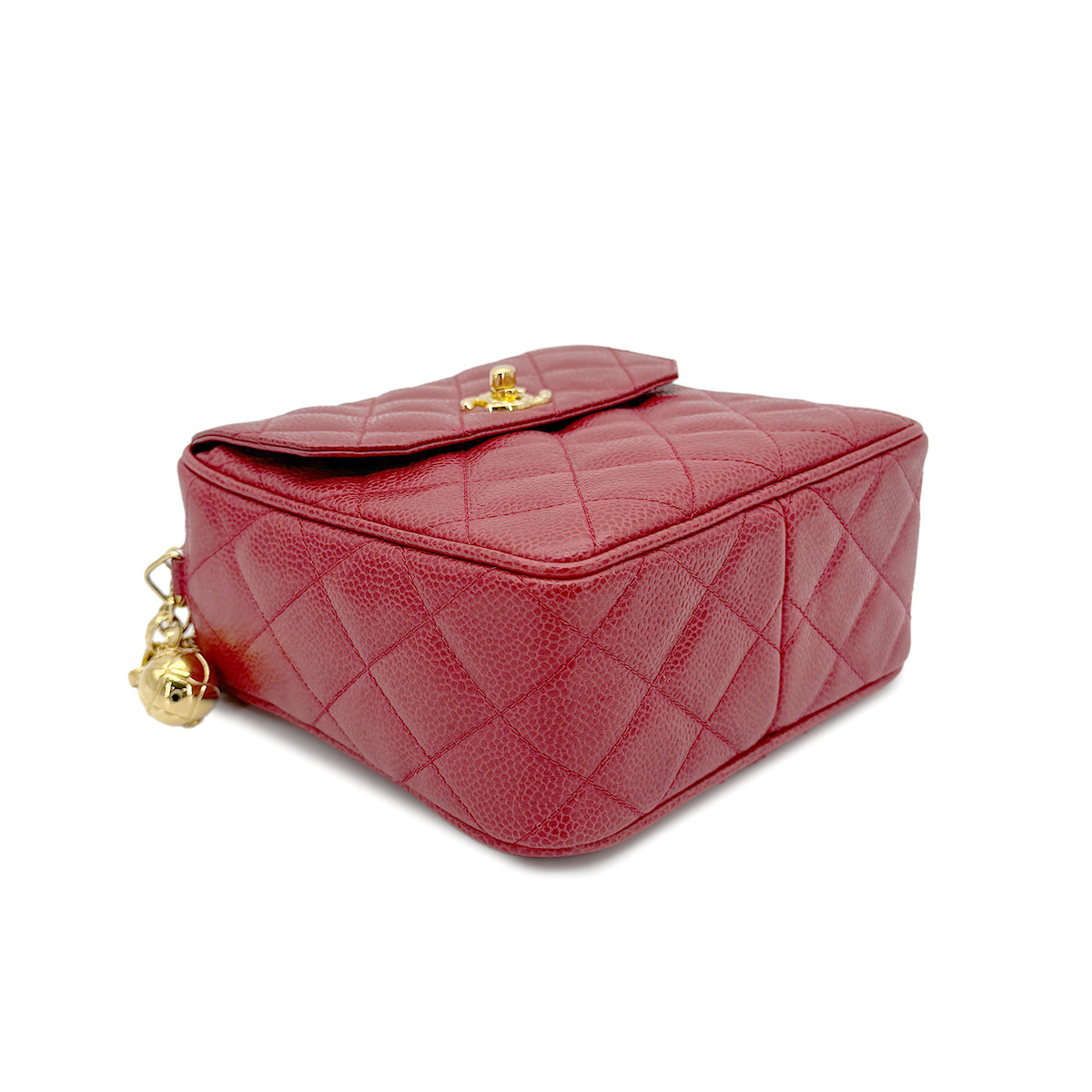 CHANEL VINTAGE CHAIN SHOULDER BAG RED CAVIAR SKIN 90268893