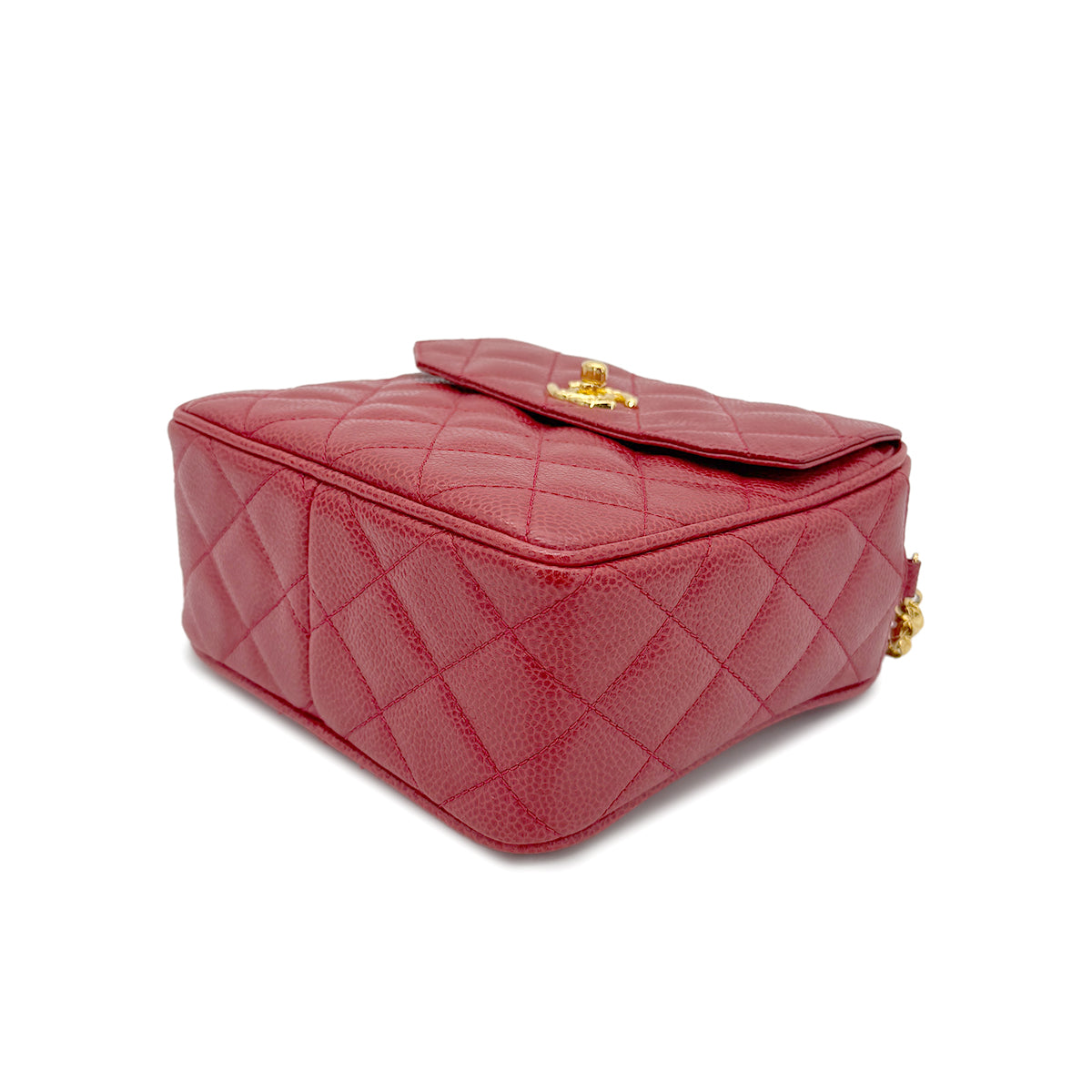 CHANEL VINTAGE CHAIN SHOULDER BAG RED CAVIAR SKIN 90268893