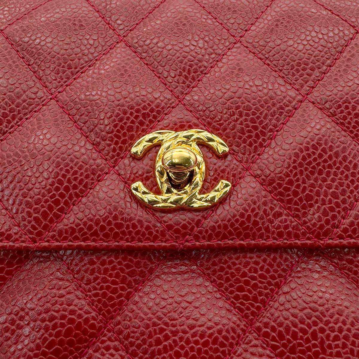 CHANEL VINTAGE CHAIN SHOULDER BAG RED CAVIAR SKIN 90268893
