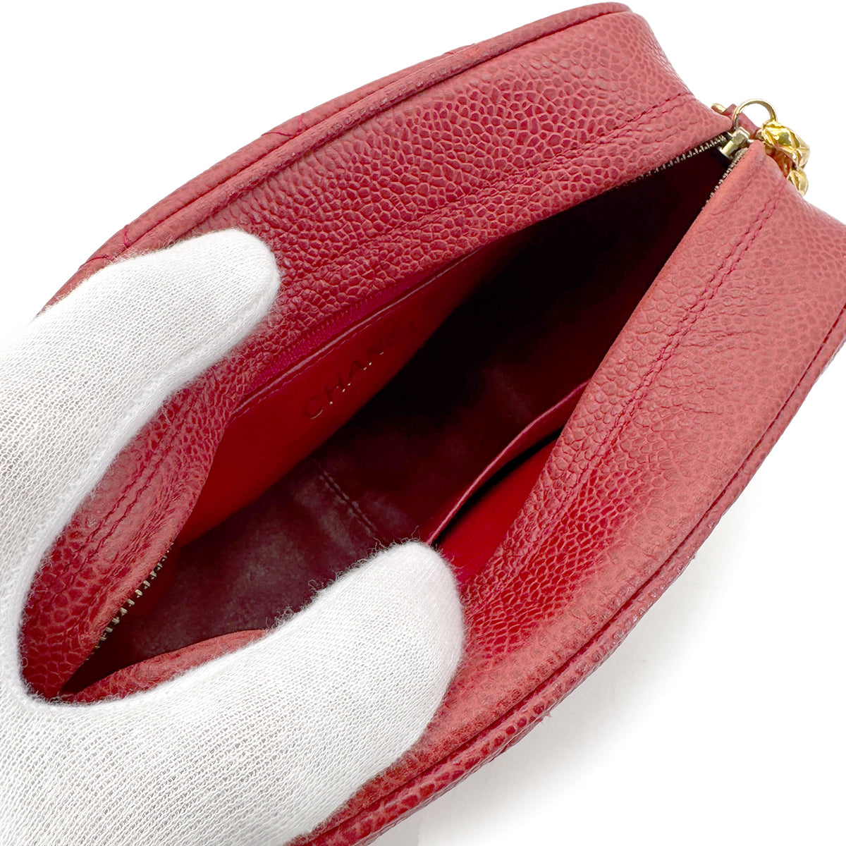 CHANEL VINTAGE CHAIN SHOULDER BAG RED CAVIAR SKIN 90268893