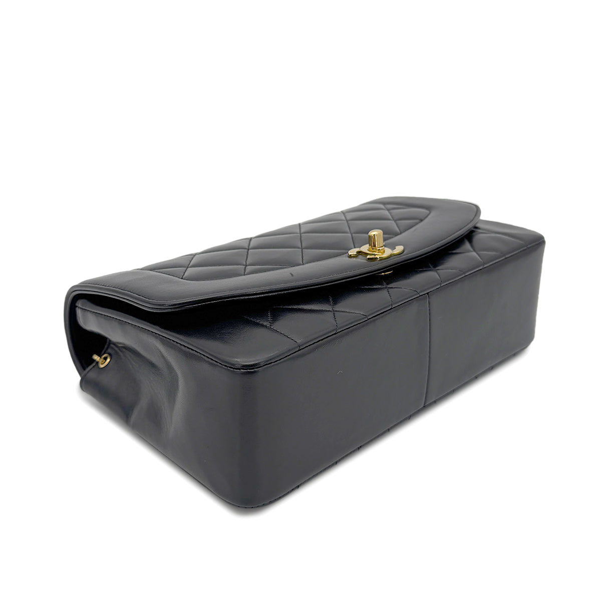 CHANEL VINTAGE DIANA MEDIUM CHAIN SHOULDER BAG BLACK LAMB SKIN 90268894