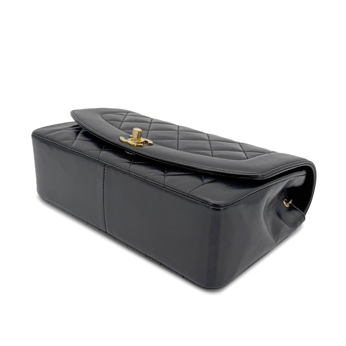 CHANEL VINTAGE DIANA MEDIUM CHAIN SHOULDER BAG BLACK LAMB SKIN 90268894