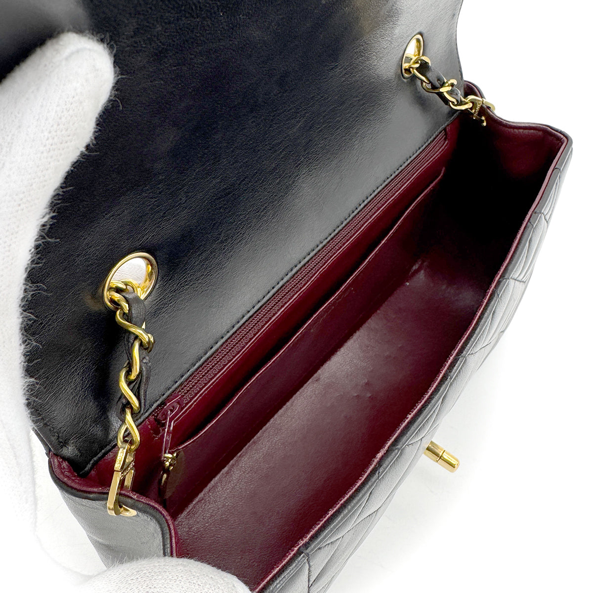 CHANEL VINTAGE DIANA MEDIUM CHAIN SHOULDER BAG BLACK LAMB SKIN 90268894