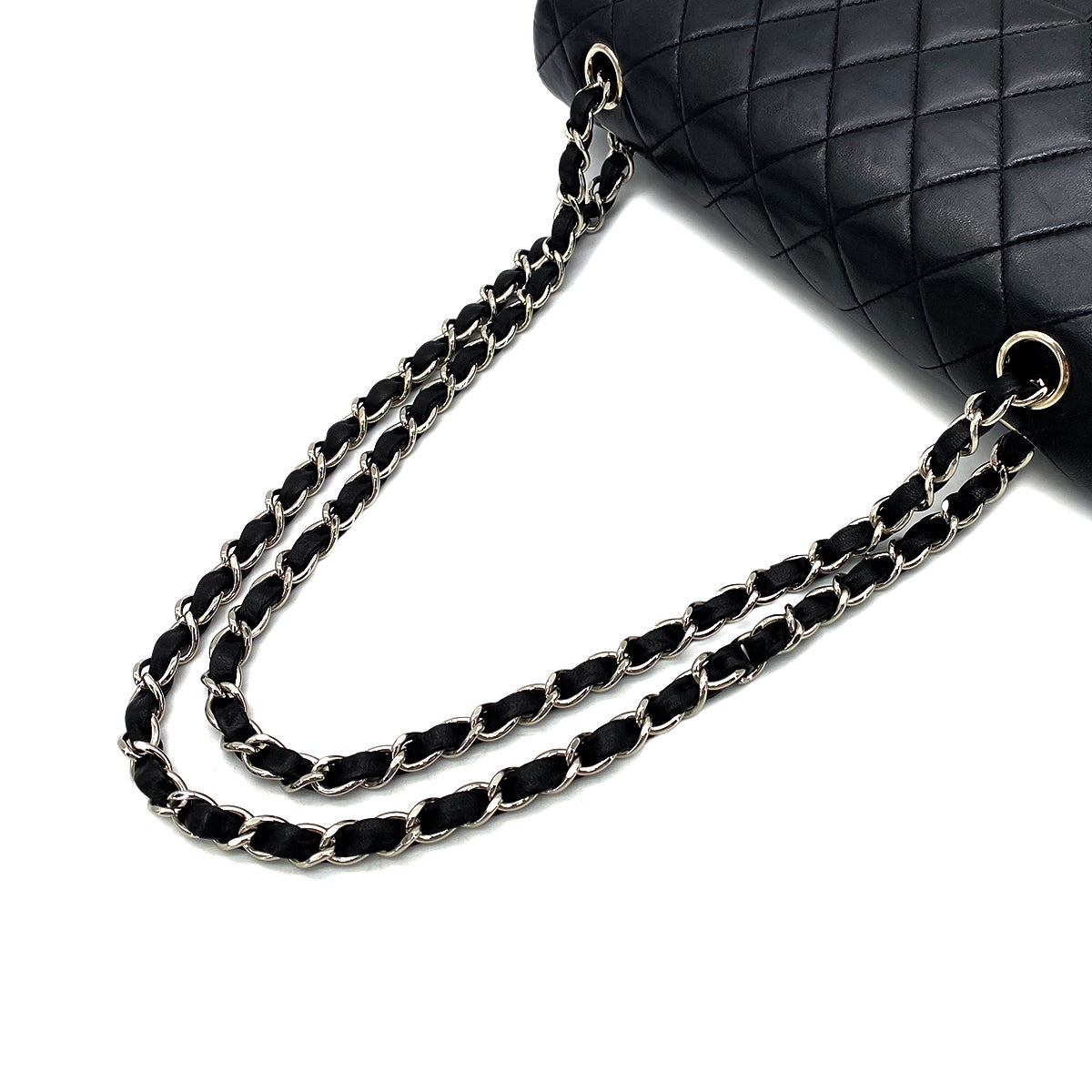 CHANEL VINTAGE CLASSIC FLAP MEDIUM CHAIN SHOULDER BAG BLACK LAMB SKIN 90268898