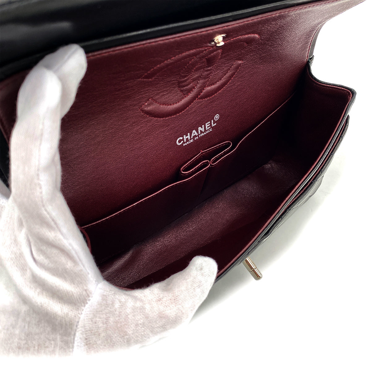 CHANEL VINTAGE CLASSIC FLAP MEDIUM CHAIN SHOULDER BAG BLACK LAMB SKIN 90268898