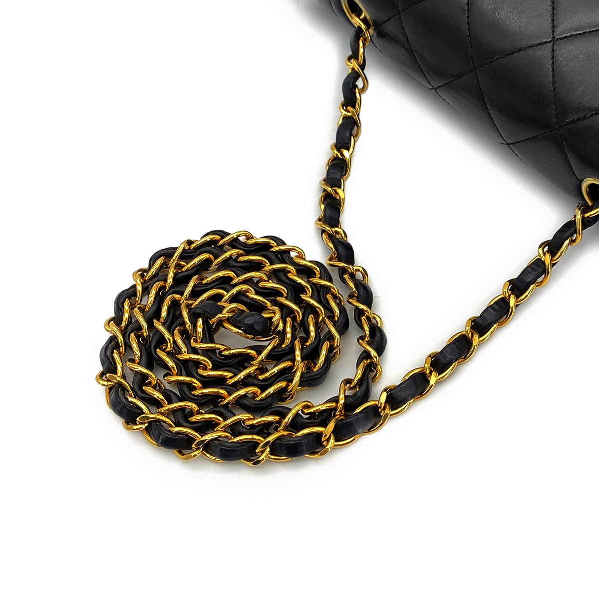 CHANEL VINTAGE DIANA SMALL CHAIN SHOULDER BAG BLACK LAMB SKIN 90268899