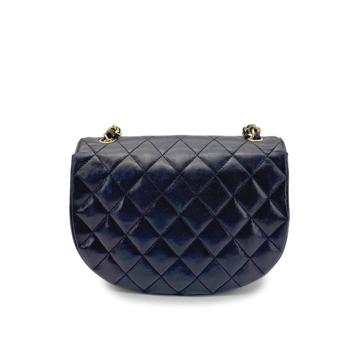 CHANEL VINTAGE CHAIN SHOULDER BAG NAVY LAMB SKIN 90268907