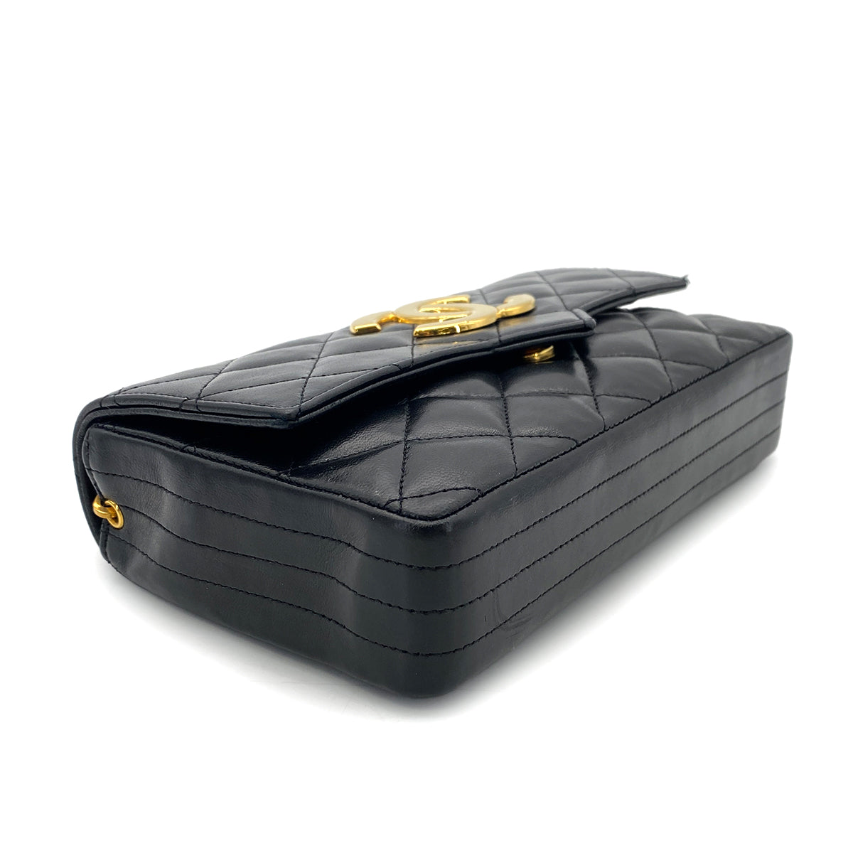 CHANEL VINTAGE MATELASSE BIG COCO CHAIN SHOULDER BAG BLACK LAMB SKIN 90268908